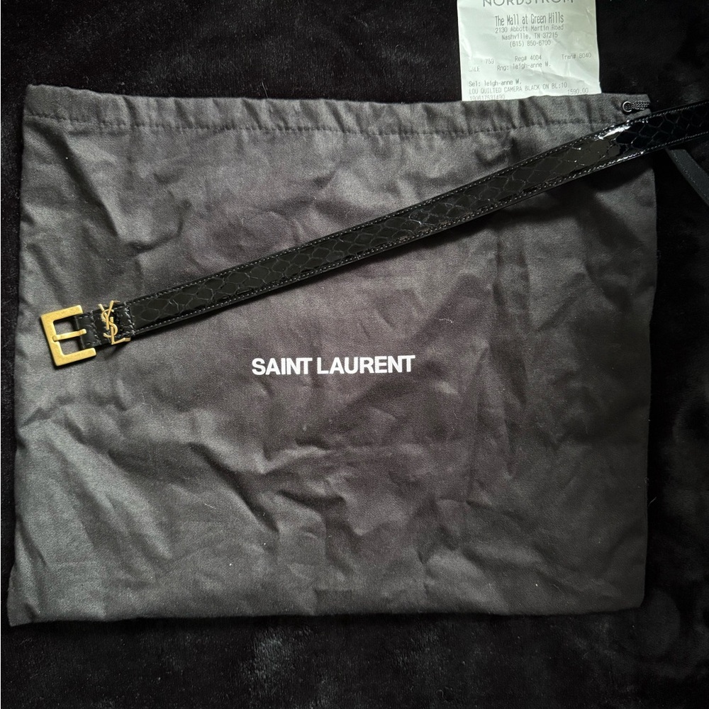 Saint Laurent Black logo belt with Dust Bag